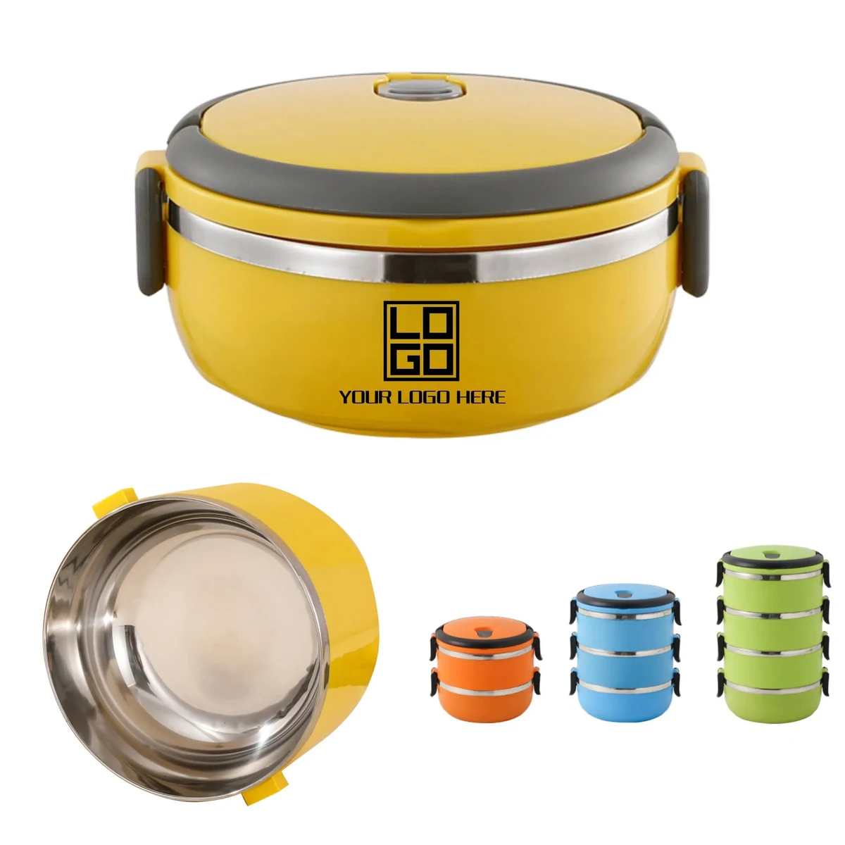 Tier Stackable Round Bento Lunch Box Leakproof Reusable 1