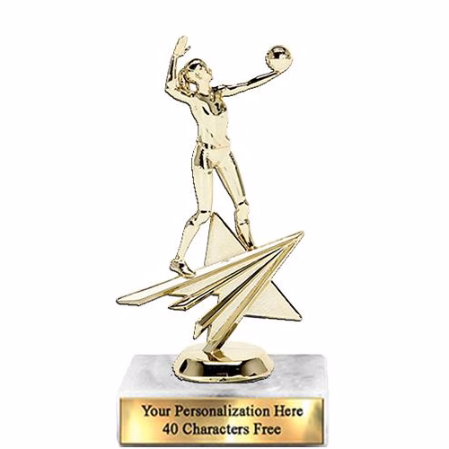Trophy: 7", 2x3 white marble base, Volleyball Fema