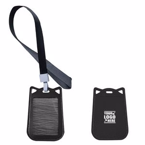 PU Leather Cat Ear Shaped ID Cards Case With Lanyard