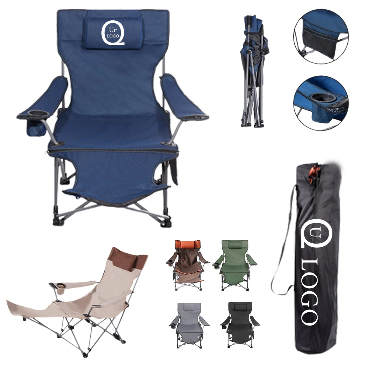 Folding Oxford Cloth Recliner Chair W/Footrest 1