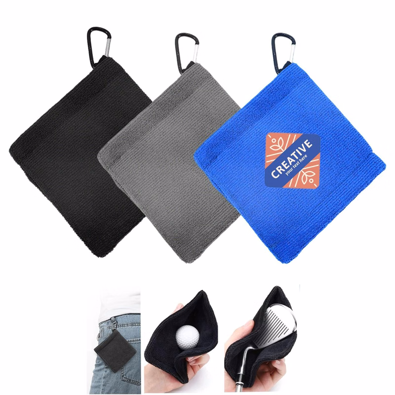 Square Microfiber Golf Towel With Carabiner