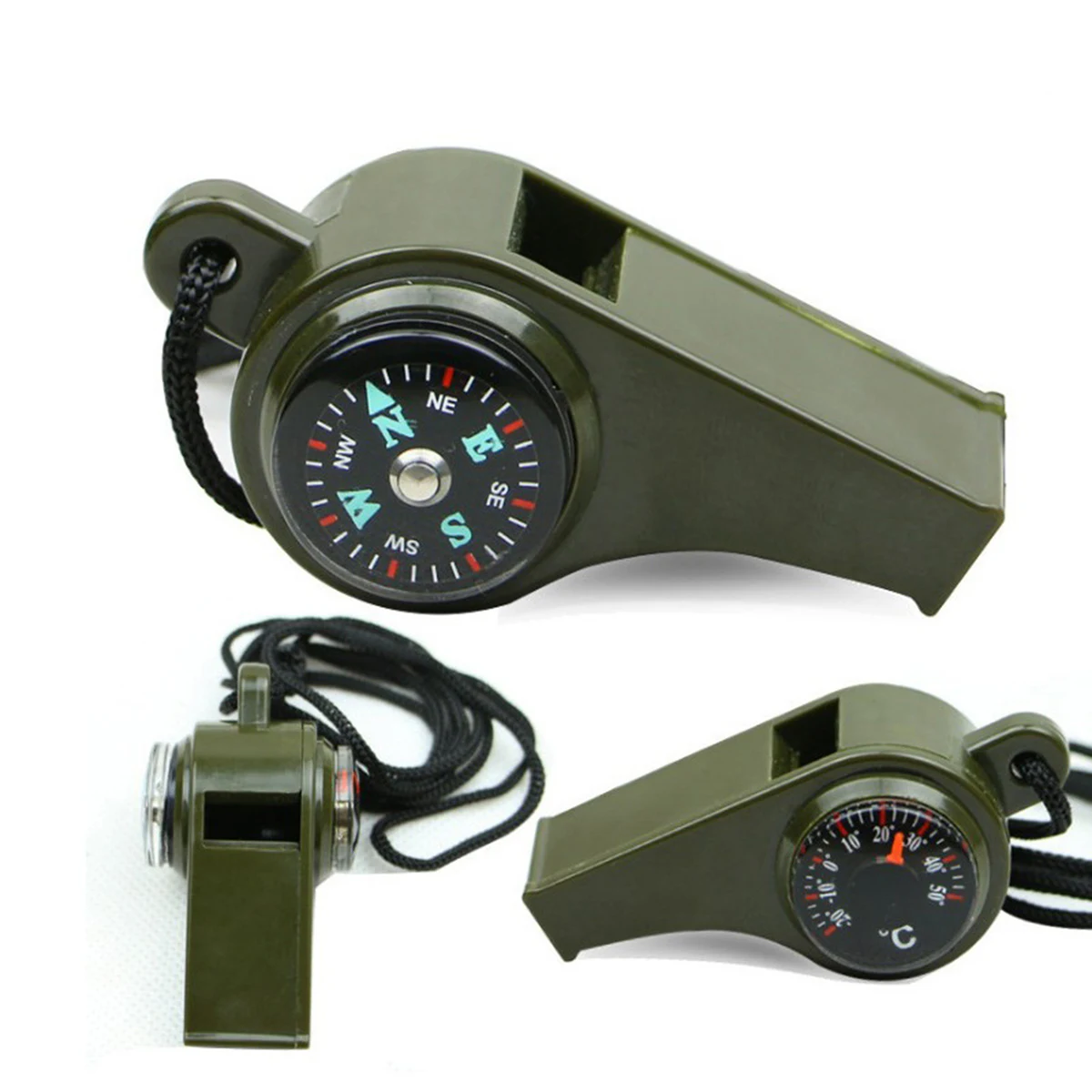 3 In 1 Camping Compass Thermometer & Whistle 1