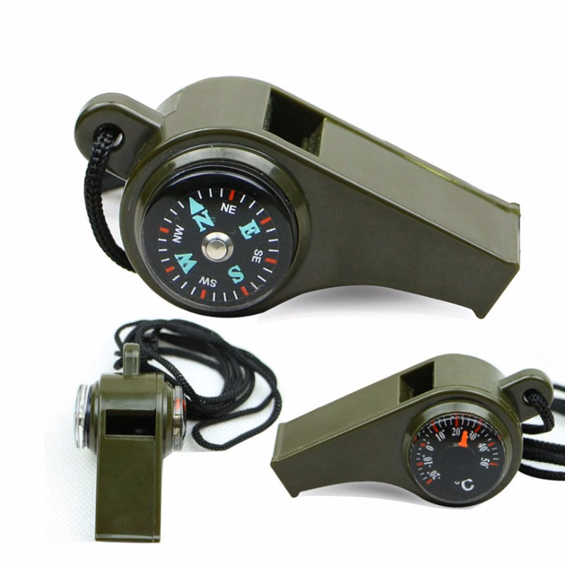 3 In 1 Camping Compass Thermometer & Whistle