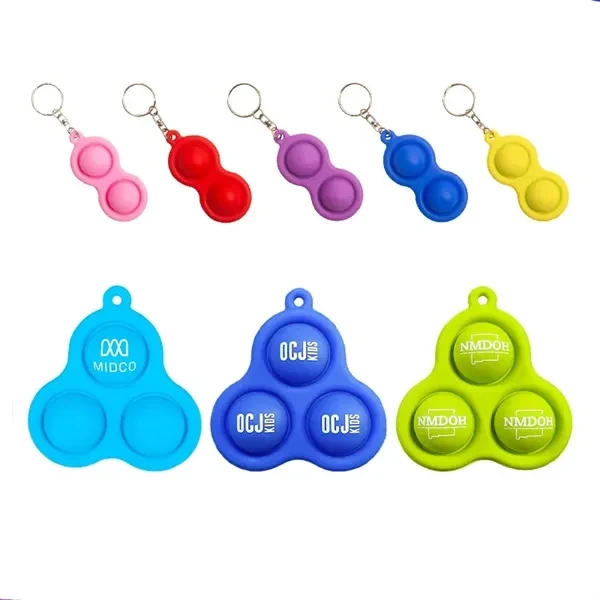 Custom Silicone Pop Bubble Fidget Keychain — Portable Stress Relief Promo Item 1