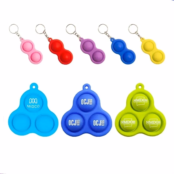 Custom Silicone Pop Bubble Fidget Keychain — Portable Stress Relief Promo Item