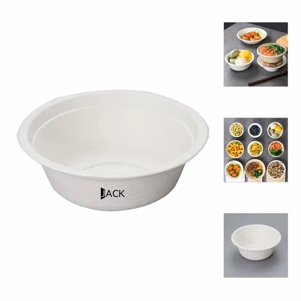 Custom Round 12 oz Biodegradable Bagasse Food Bowl — Eco-Conscious Catering Giveaway