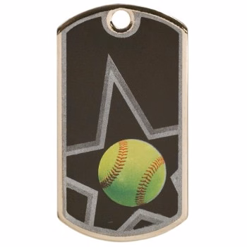 Softball Star Metal Dog Tag