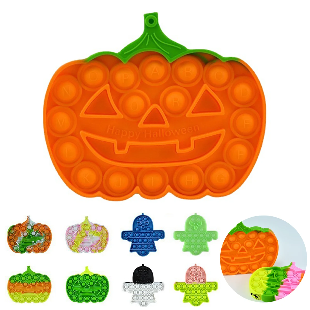 Silicone Halloween Pumpkin Push Pop Fidget Toy 1