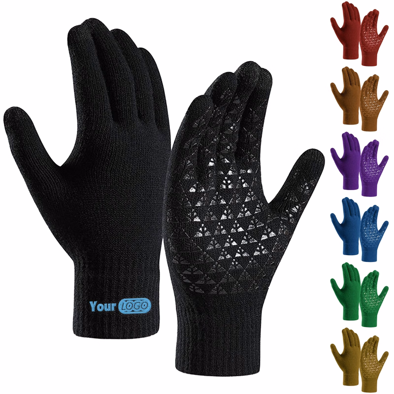 Polyester Anti-Slip Thermal Knit Gloves For Winter Warmth