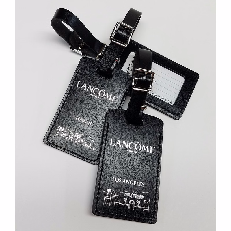 DEBOSSING & HOT STAMP Genuine Leather Luggage Tag.