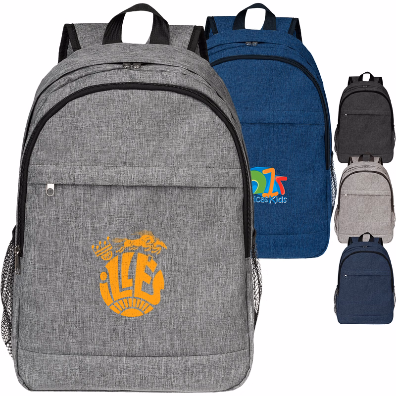 Solid Color Heather Lite Laptop Backpack W/ Braided Handle