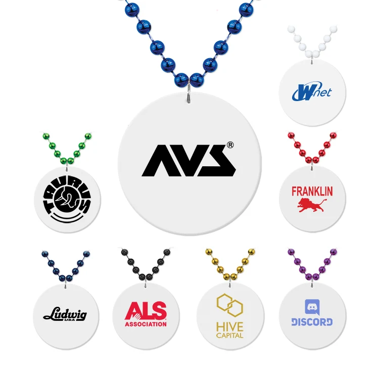 Medallion Bead Necklace w/White Medallion 1