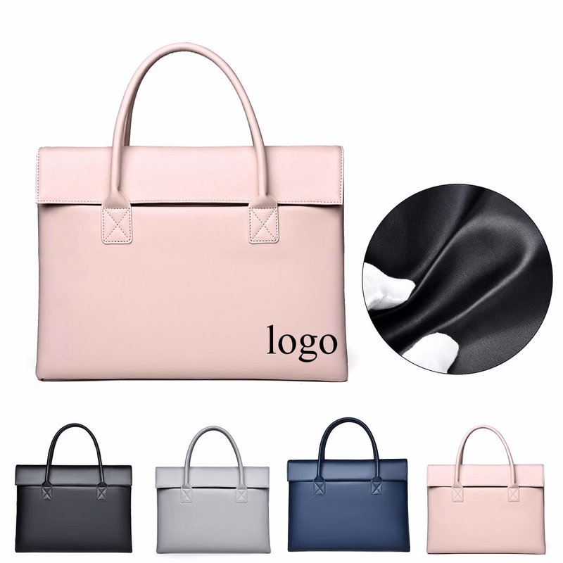 Flapover PU Leather Laptop Tote Bag