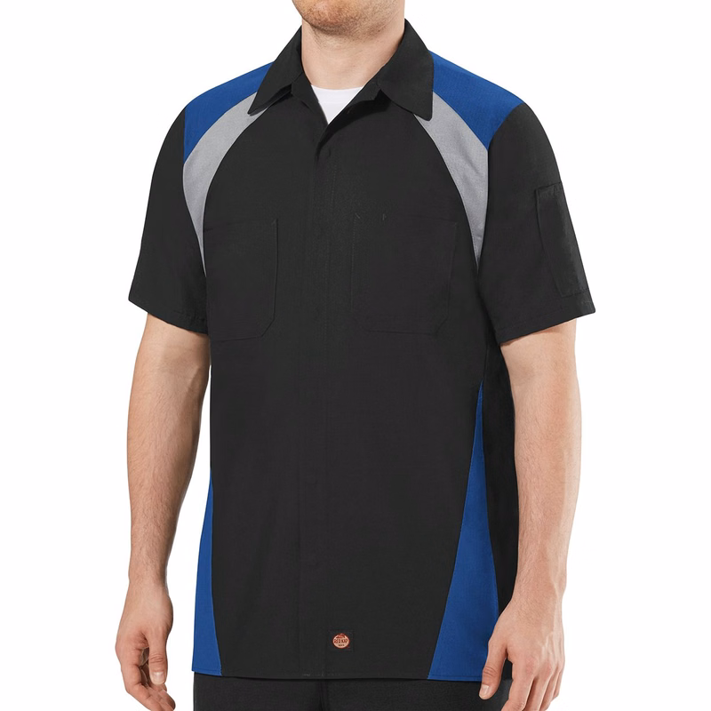 Men's Tri-Color Short Sleeve Shop Shirt - SY28