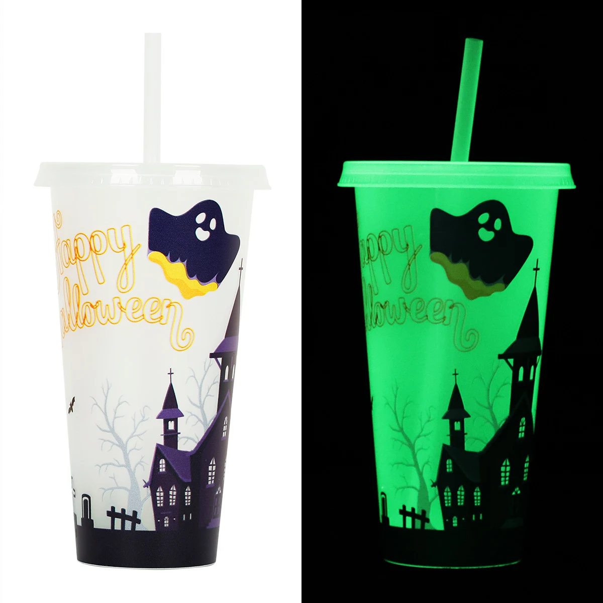 24 oz Glow In The Dark Cup w/Straw 1