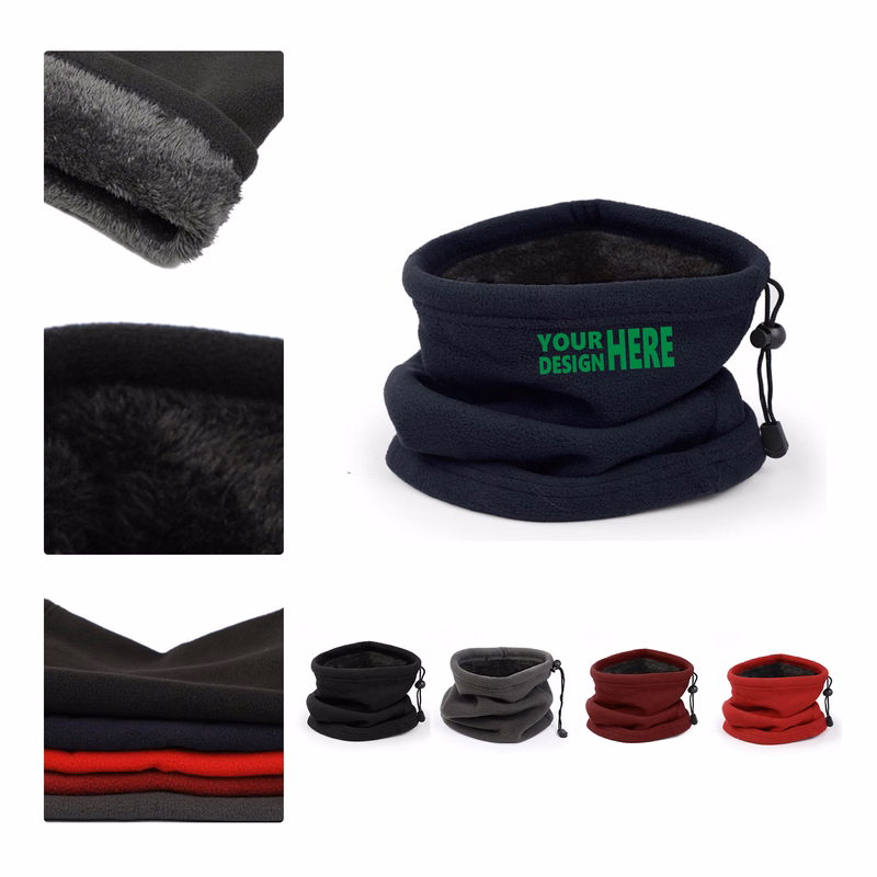 MOQ 50 Winter Fleece Neck Warmer Drawstring Design