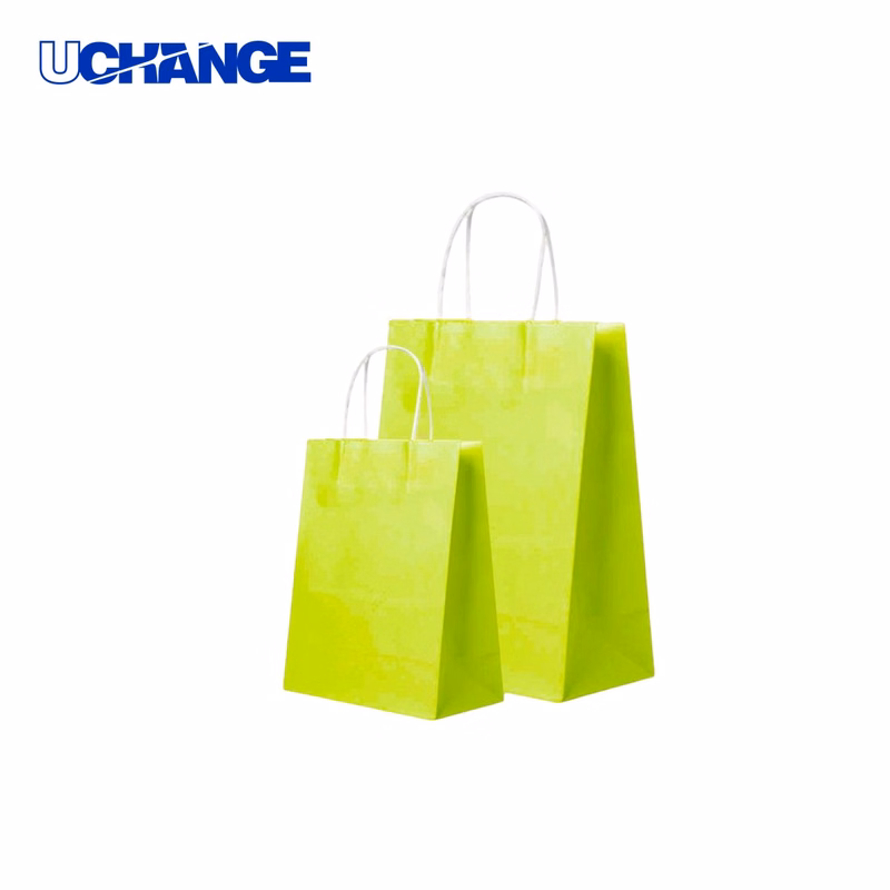 White Kraft Paper Shopper Bag Carrier 8.3 x 4.4 x 10.7 Inches