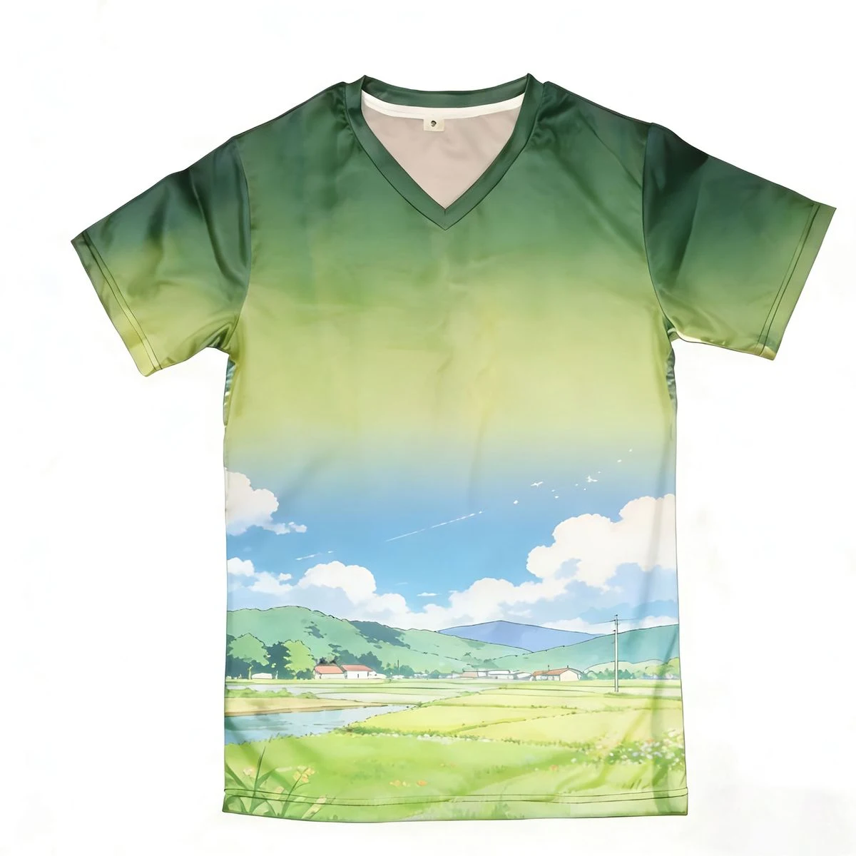 170g Brushed Milk Silk V-Neck Printed Tee 1