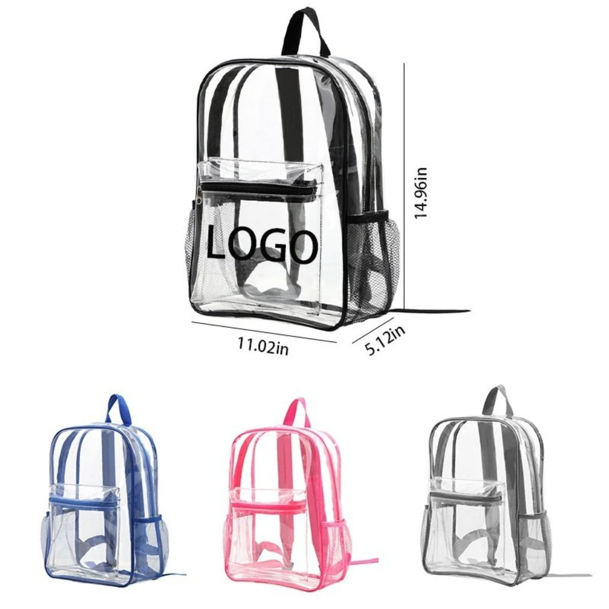 Custom Large Capacity Water Resistant Clear PVC Backpack 1