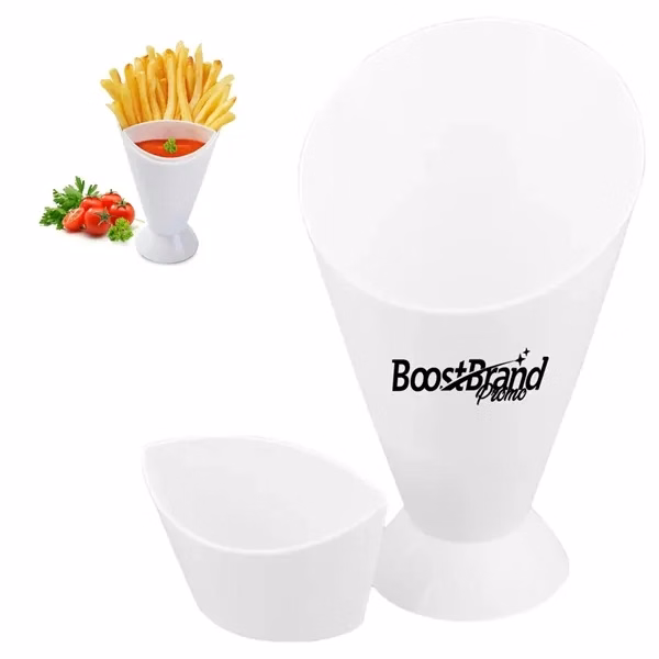 Custom French Fry & Sauce Dipping Cone Holder — Novelty Snack Server