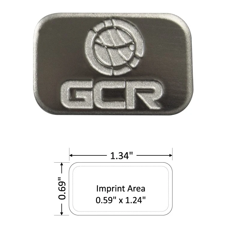 Rectangle 1.34" Polished Nickel Etched Lapel Pin - USA Made 1