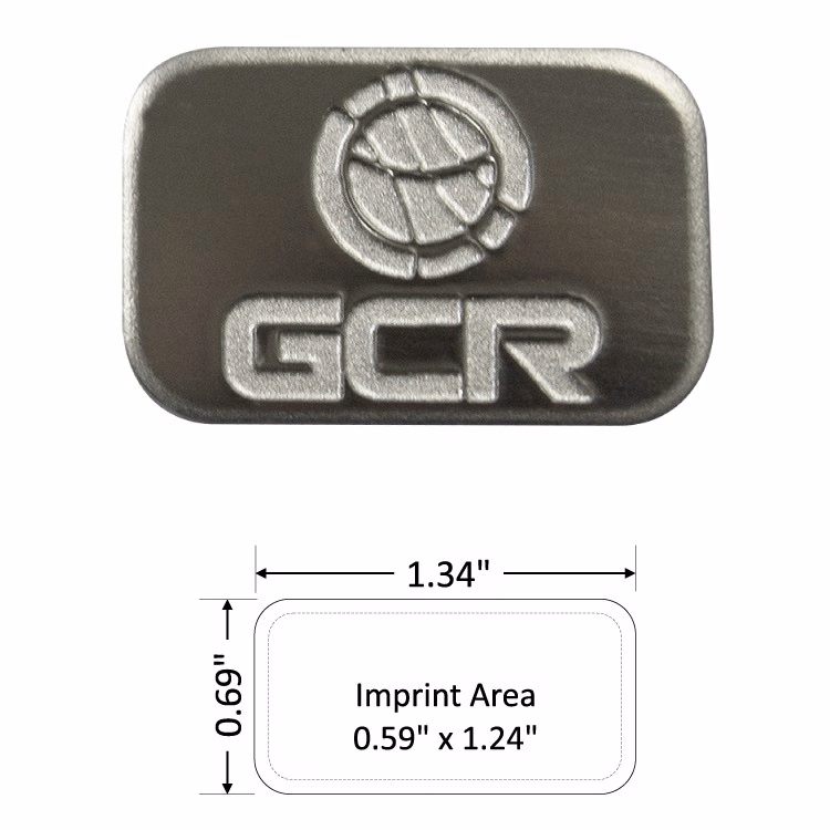 Rectangle 1.34" Polished Nickel Etched Lapel Pin - USA Made