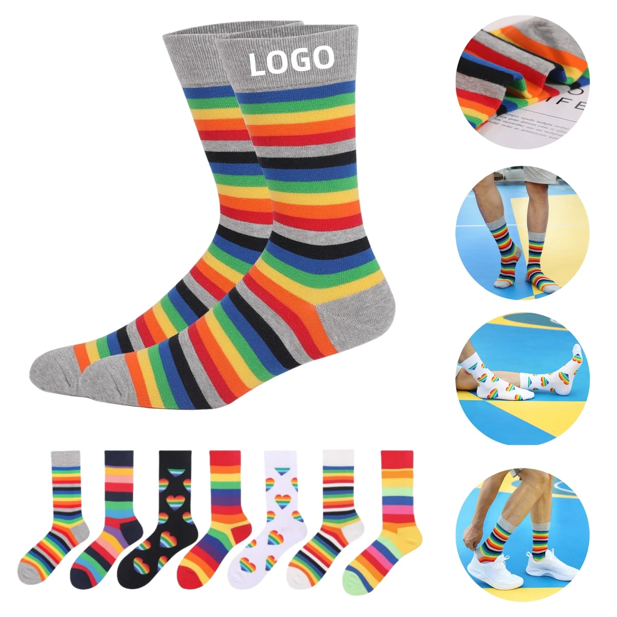 Colorful Patterned Mid Calf Knit Dress Sock 1