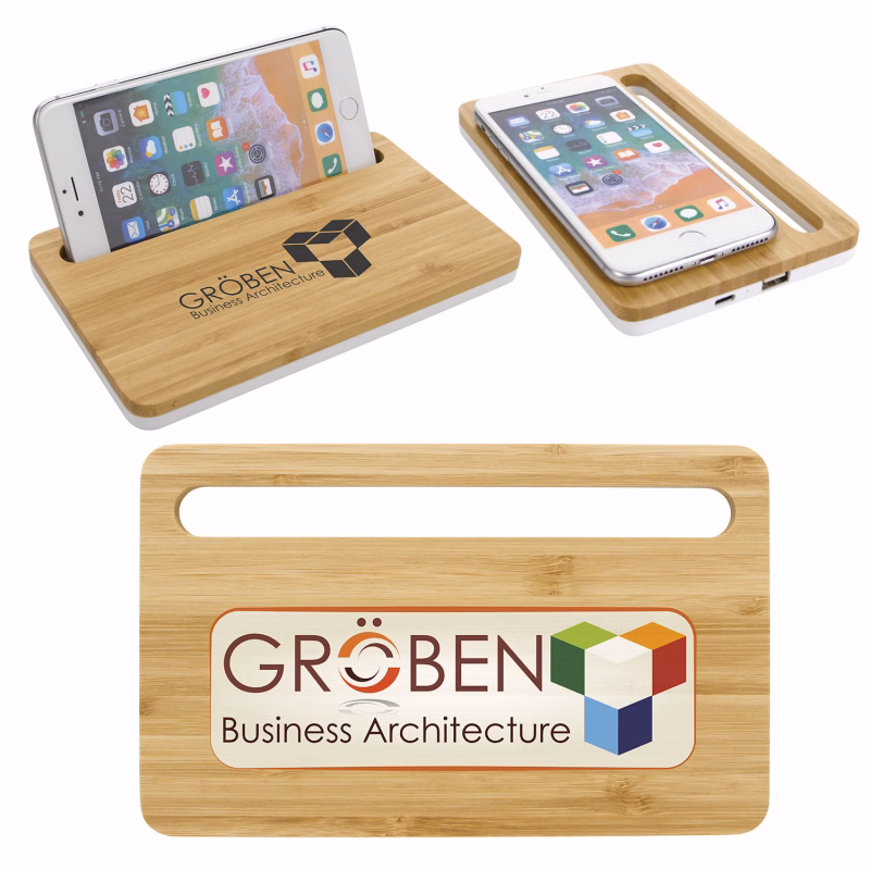 Bamboo Wireless Charging Pad with Phone Stand