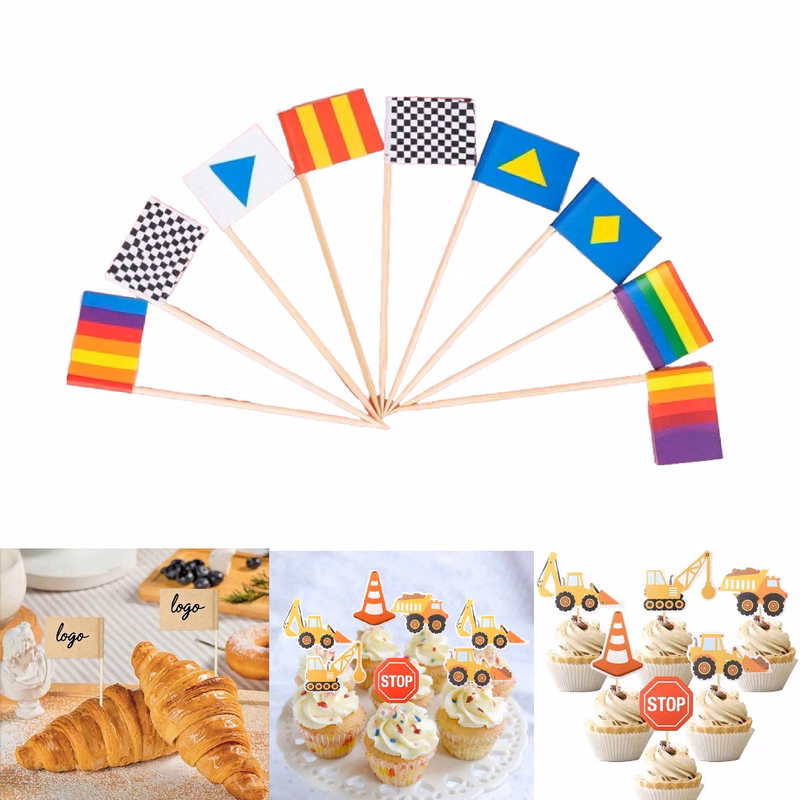 MOQ 300 pcs Decorative Cupcake Flags