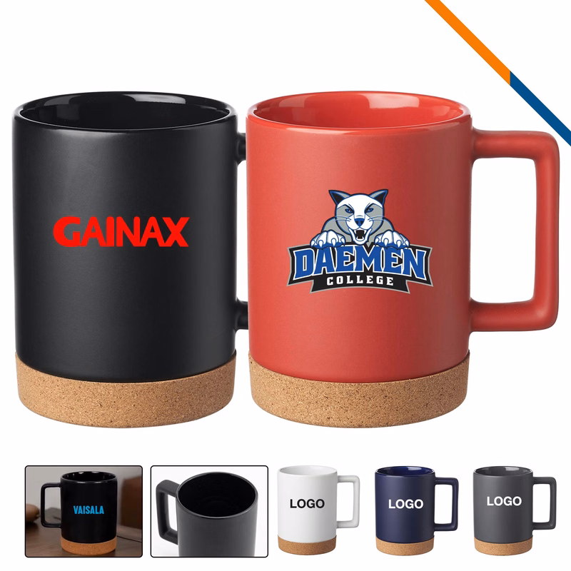 Dumas Cork Base Ceramic Mug - 15 OZ.