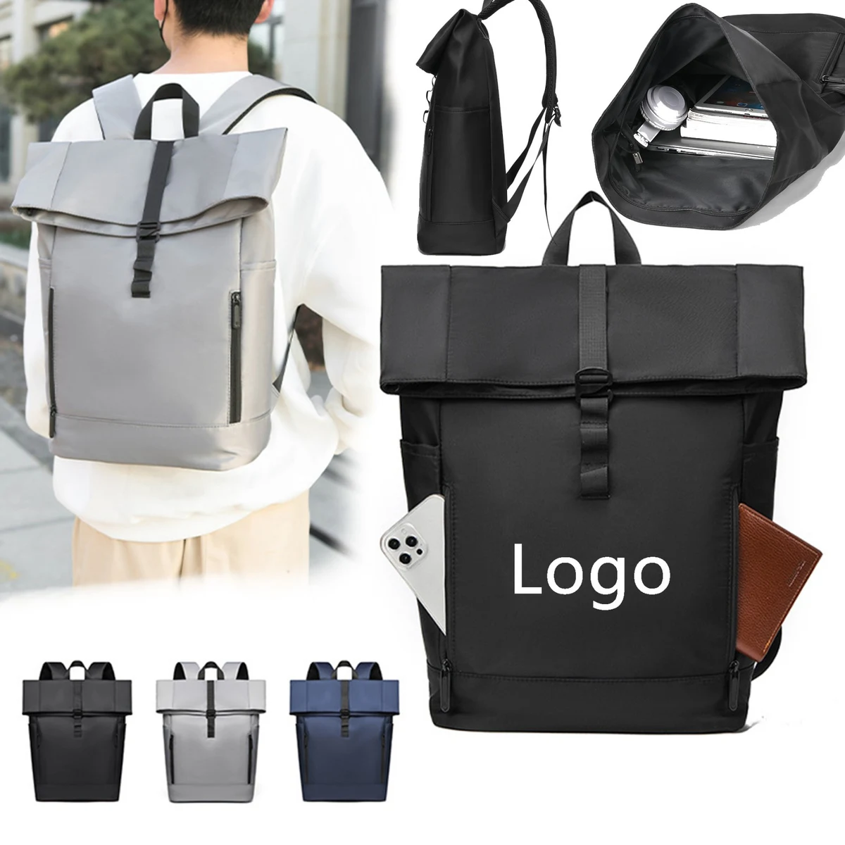 Roll Top Laptop Backpack 1