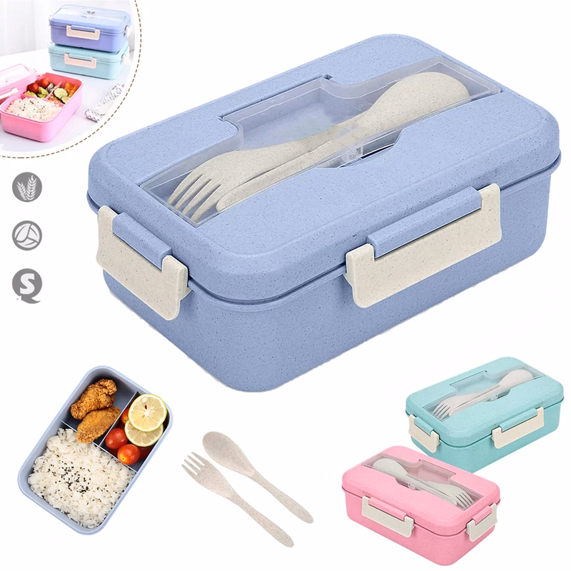 Wheat Straw Bento lunch Box With Spoon & Fork