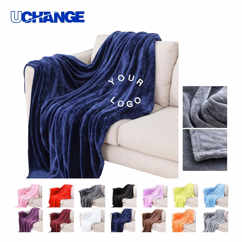 Fleece Blanket Throw with Patch Print