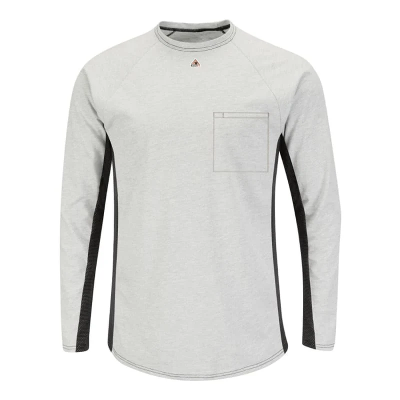 Bulwark Men's Long Sleeve FR Two-Tone Base Layer With Concealed Chest Pocket - EXCEL FR - MPS8 1