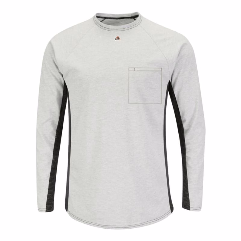 Bulwark Men's Long Sleeve FR Two-Tone Base Layer With Concealed Chest Pocket - EXCEL FR - MPS8