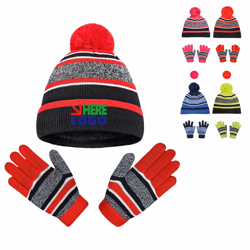 Winter Cashmere Warm Knitted Hats And Gloves For Kids