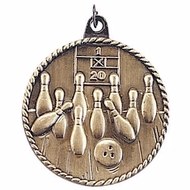 Bowling High Relief Medal, 2"