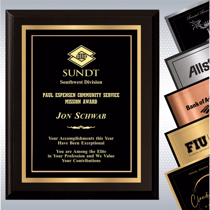 Black Matte Plaque w/ Choice of Double Engraved Plate