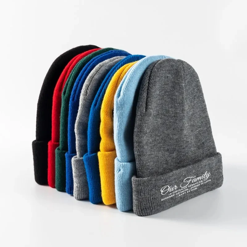 Solid-Color Embroidered Woolen Hat 1