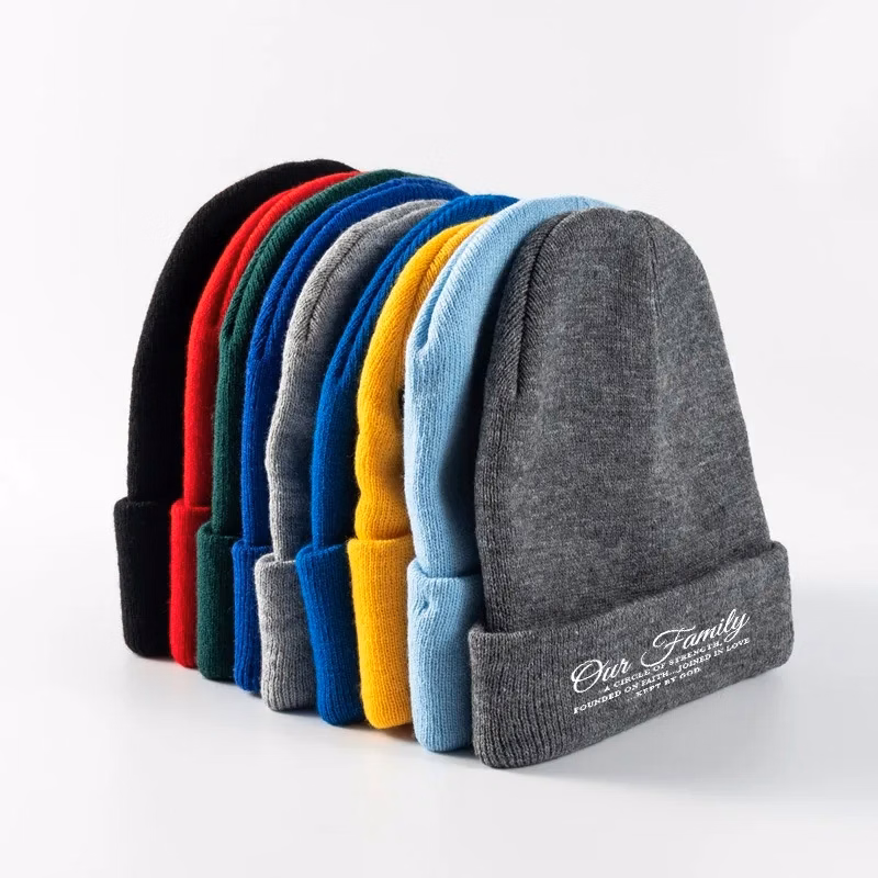 Solid-Color Embroidered  Woolen Hat