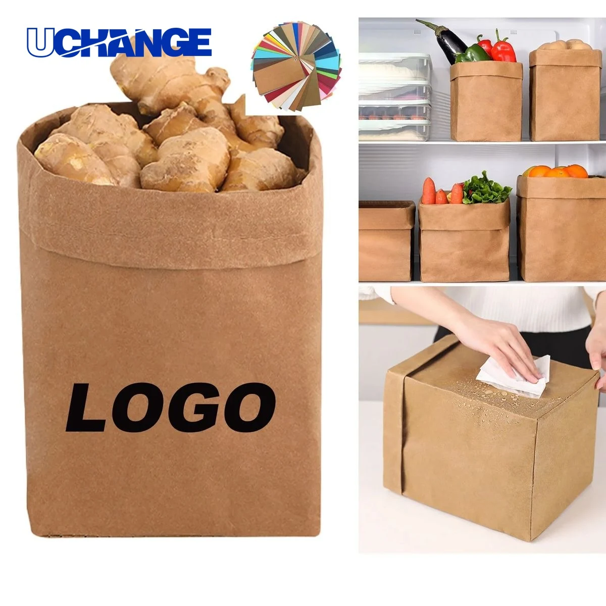 Eco-Friendly Kraft Paper Food Packing Bag Grease-Resistant Retail Packaging 1