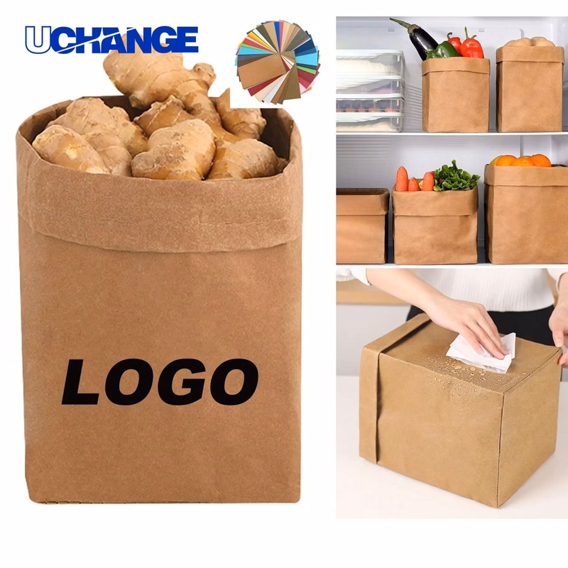 Eco-Friendly Kraft Paper Food Packing Bag Grease-Resistant Retail Packaging
