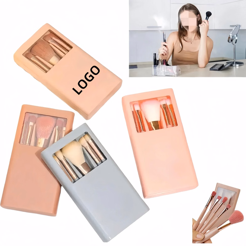 Five Makeup Brush Holder Box With Mirror