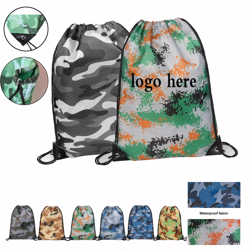 Camouflage Waterproof 210D Drawstring Bag