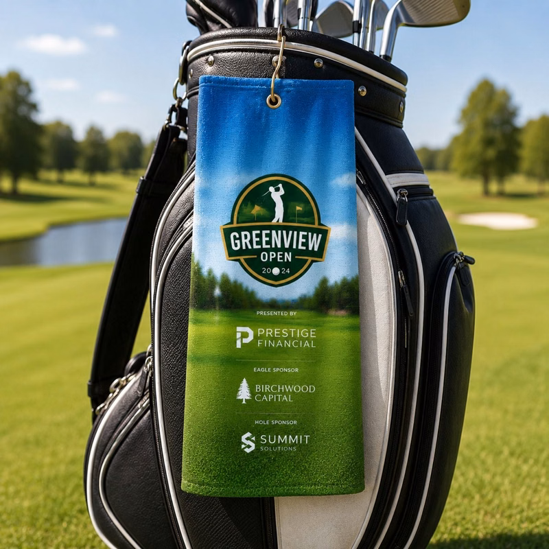 24 Hr Express Ship - Microfiber Dri-Lite Terry Golf Towel, Finished size 6x15, Trifold