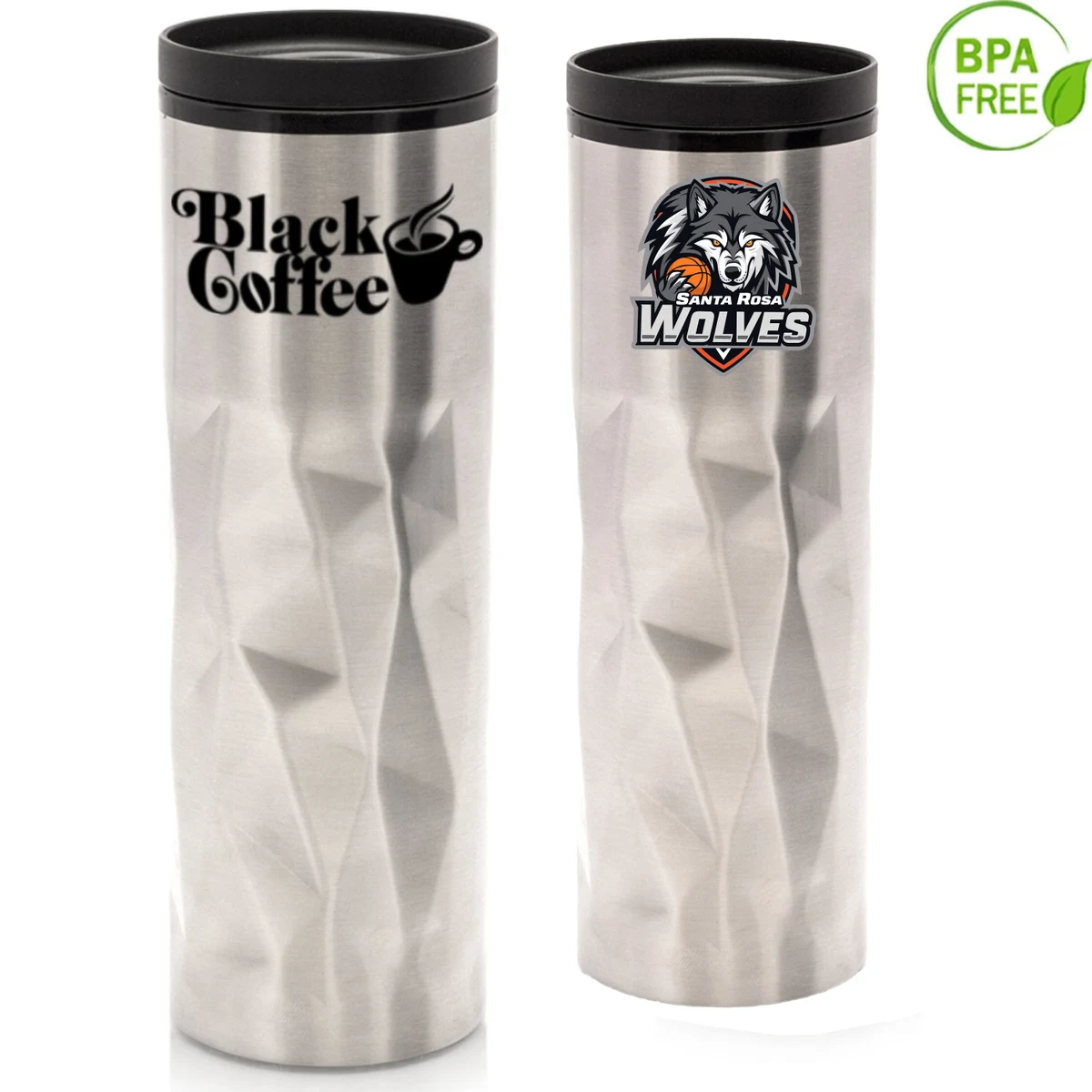 16 oz BPA free Stainless Steel Travel Mug w/ Thumb-Slide Lid 1