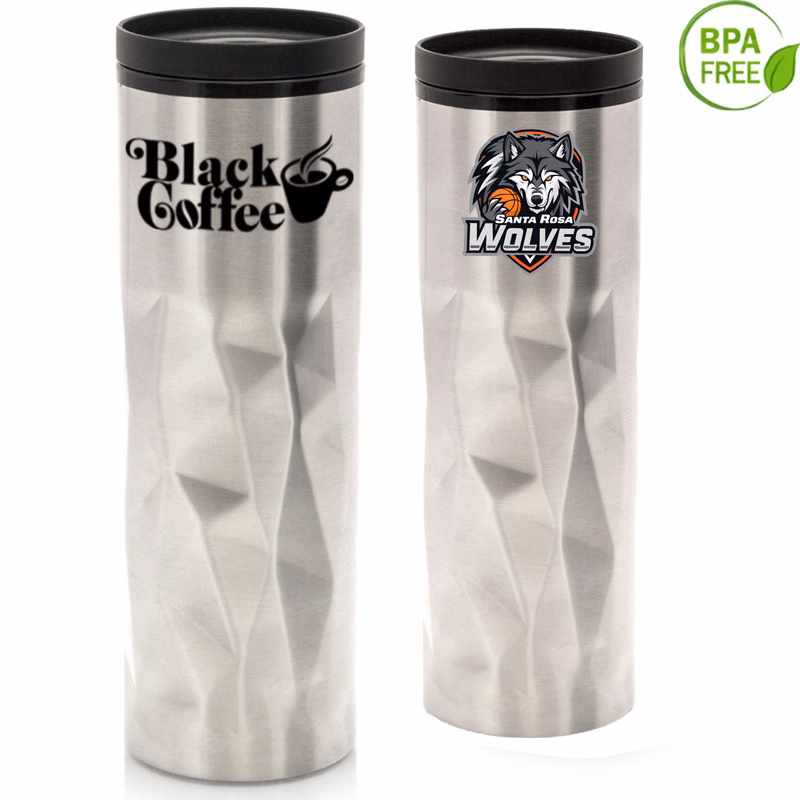 16 oz BPA free Stainless Steel Travel Mug w/ Thumb-Slide Lid