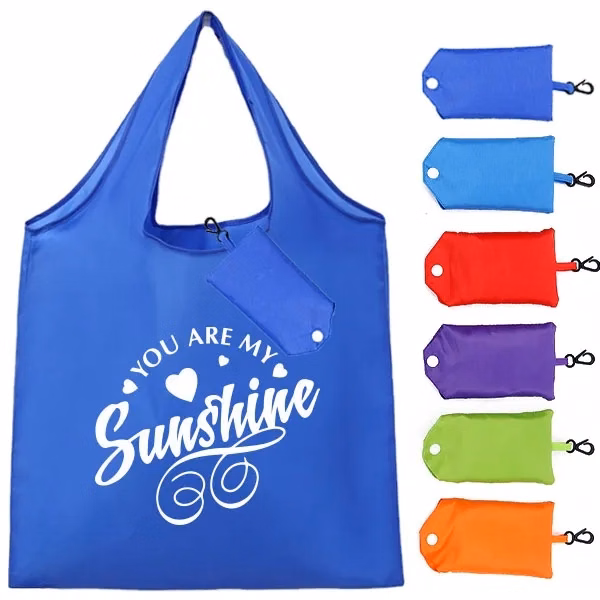 Foldable Polyester Shopping Tote In Clip Bag