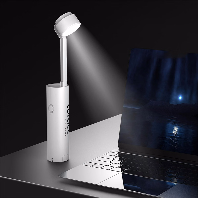 Mini LED Desk Lamp with Dimming, Phone Holder & Flashlight