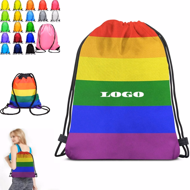 Rainbow Drawstring Backpack